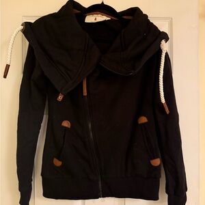 Wanakome Black Hoodie with Brown Accents